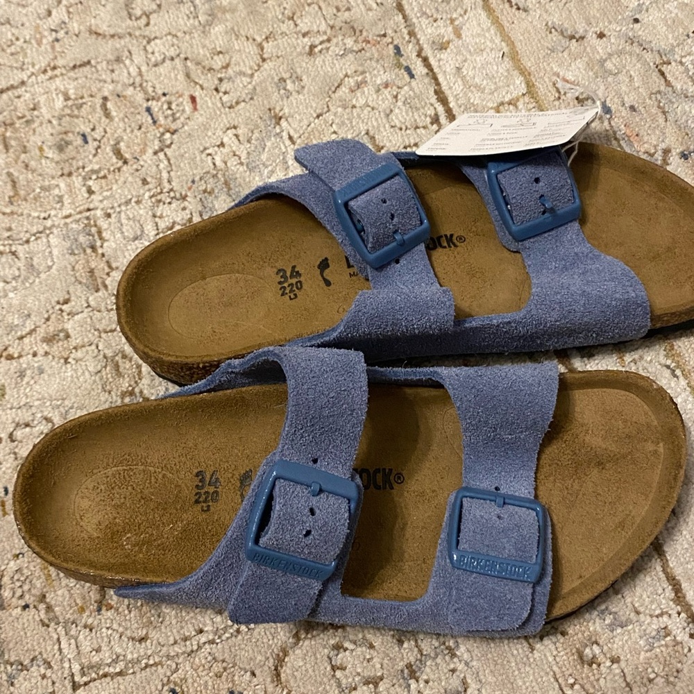 NEW Birkenstock Arizonas, blue.